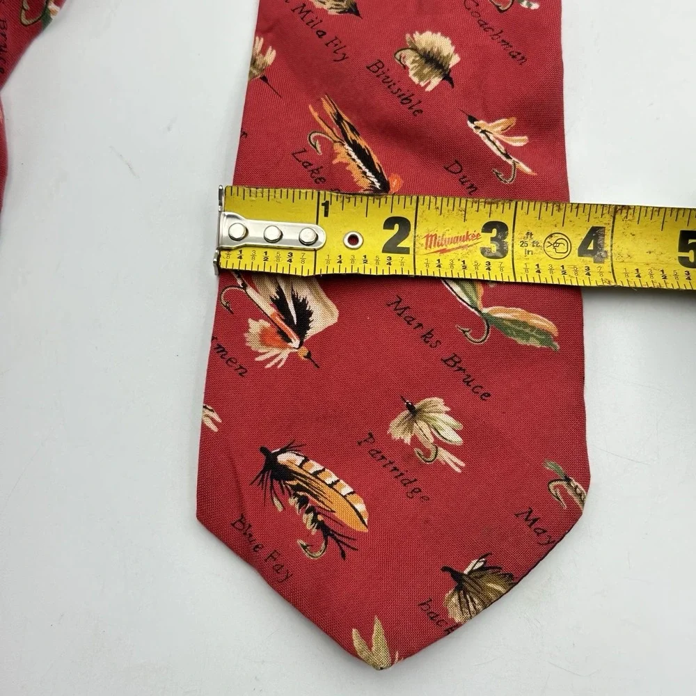 Orvis Men's Tie Red with Named Fishing Lures‎ Sports 100% Cotton